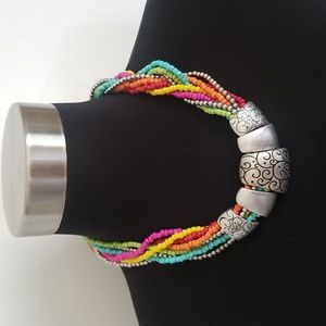 Vintage JJ Silver Multi Strand Necklace